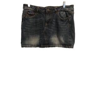 Vigoss Womens Mini Skirt Size 11 Blue Medium Wash Rhinestones Y2K 90s Denim Jean